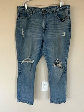 a.n.a Jeans Women's 20 Medium Wash Distressed Mid Rise Boyfriend Denim (1720)